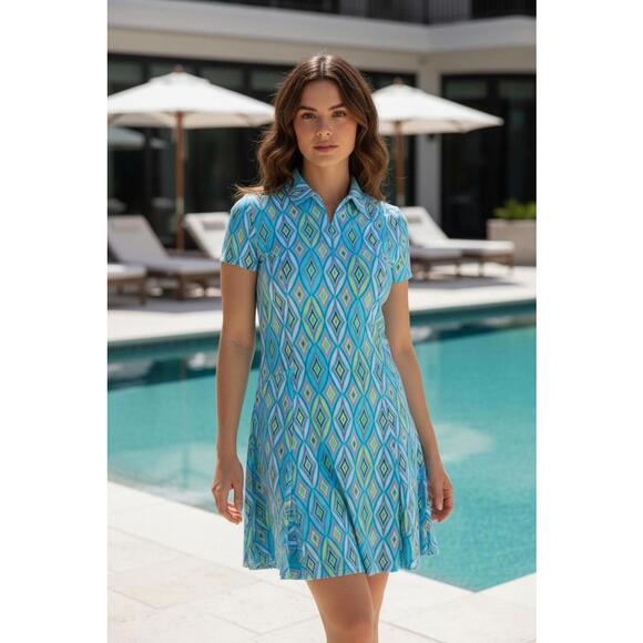 Ibkul Dresses & Skirts - Ibkul Romina Print Short Sleeve Godet Dress - Size Large - NWT (New)